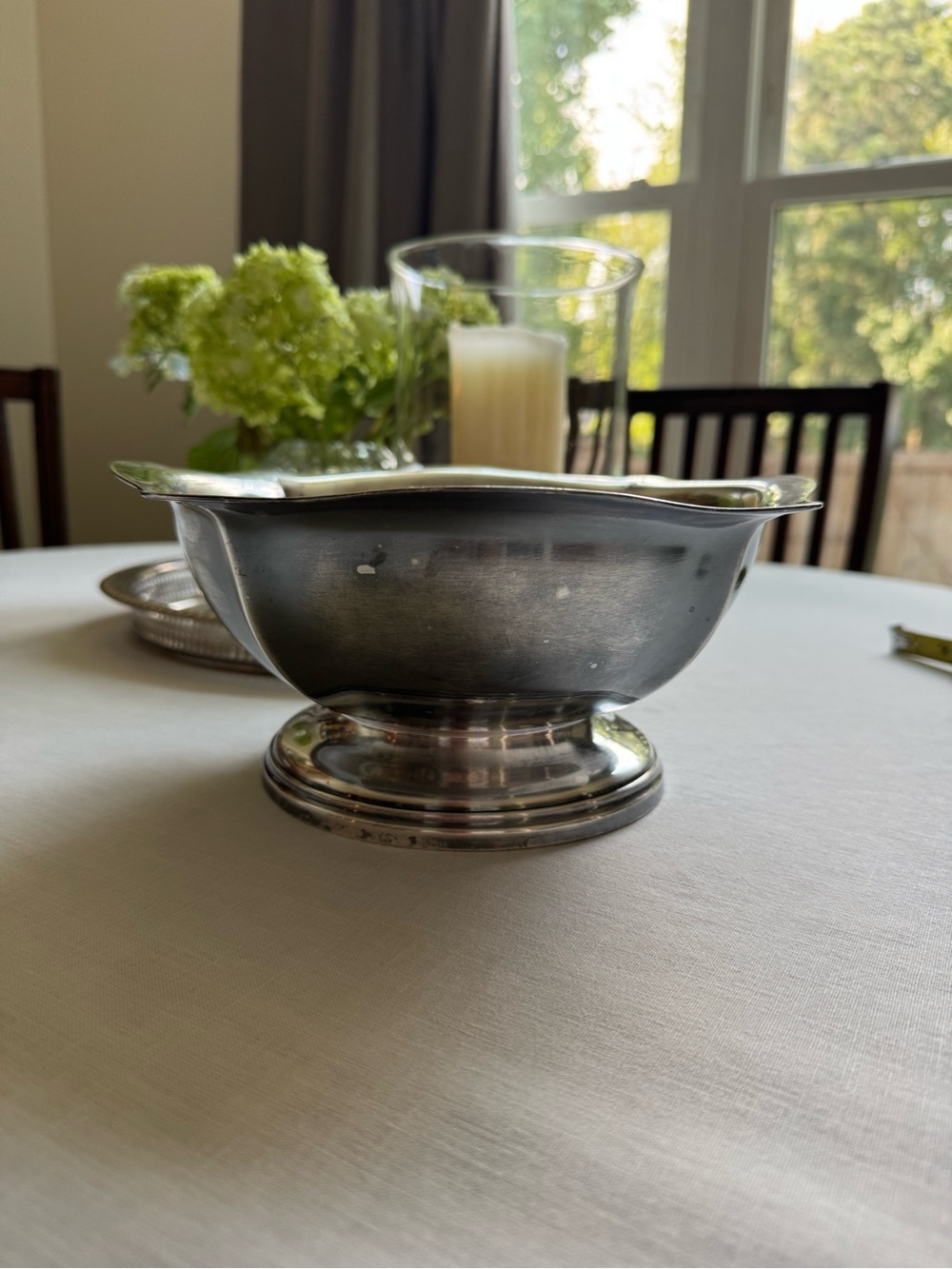 Vintage Reed and Barton silver soldered pedestal bowl
